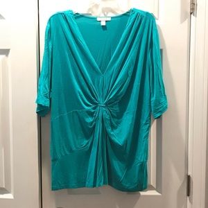 Dress Barn Teal Knot Front T-shirt